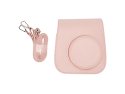 Capa De Câmera Protetora De Couro Pu Cor Unica Com Cinto Ajustável Para Camping Viagem Rosa Instax Mini 11