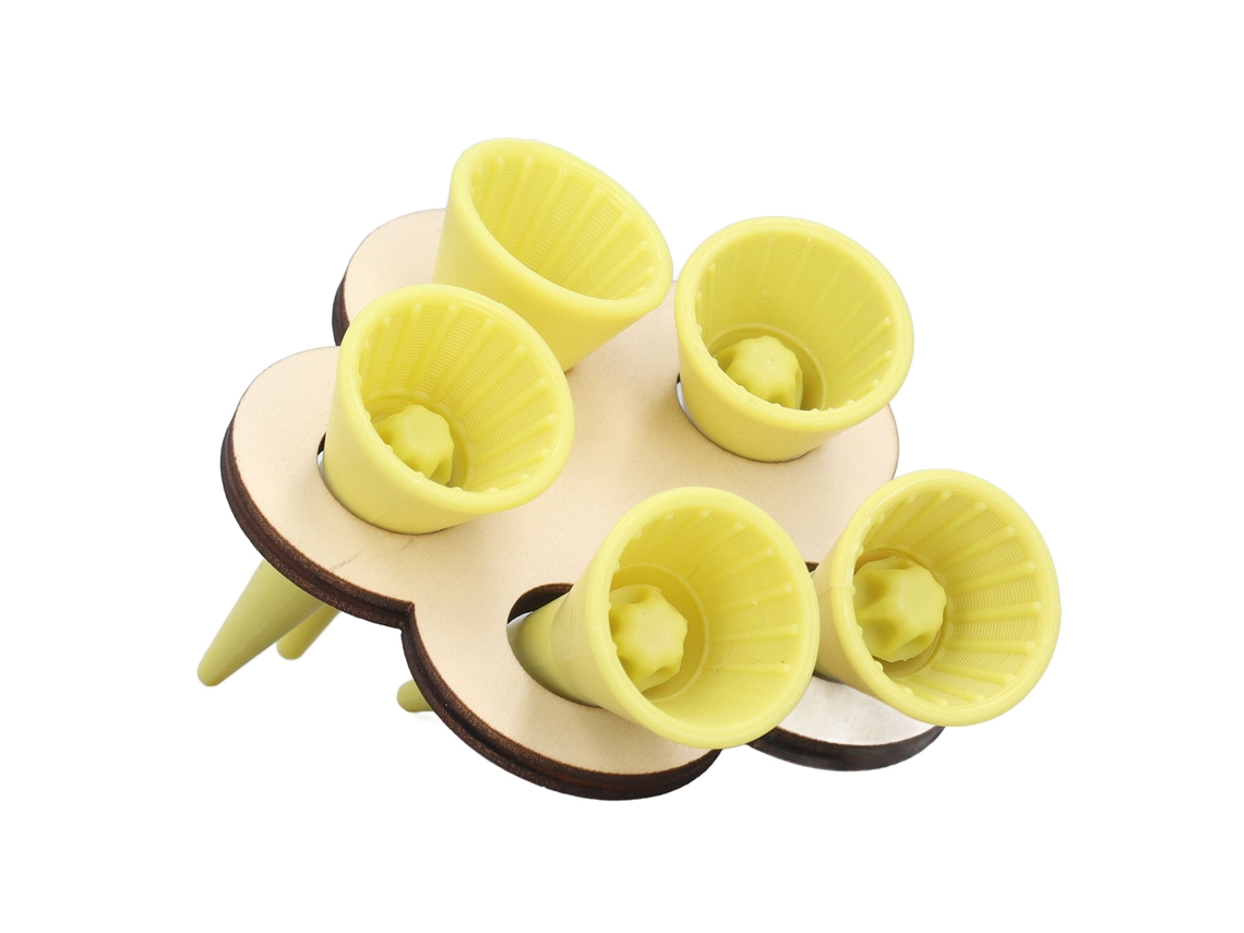 Comedero Para Abejas Con Soporte De Madera, 5 Vasos De Plástico, Dispensador De Agua, Estación De Riego Para Polinizadores, Amarillo