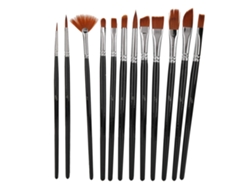 Juego De 12 Pinceles De Cerdas De Nailon Para Acuarela Y Gouache - Madera
