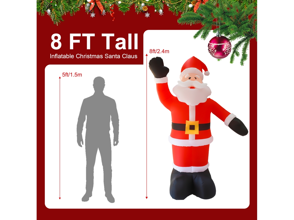 Figura inflable de Papá Noel con 9 luces LED, impermeable