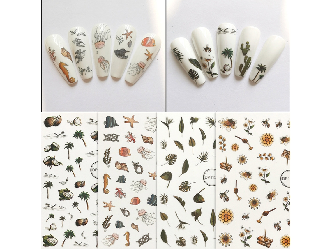 Rebe - 10 láminas de pegatinas para uñas con varios diseños, autoadhesivas para la decoración de uñas femeninas.