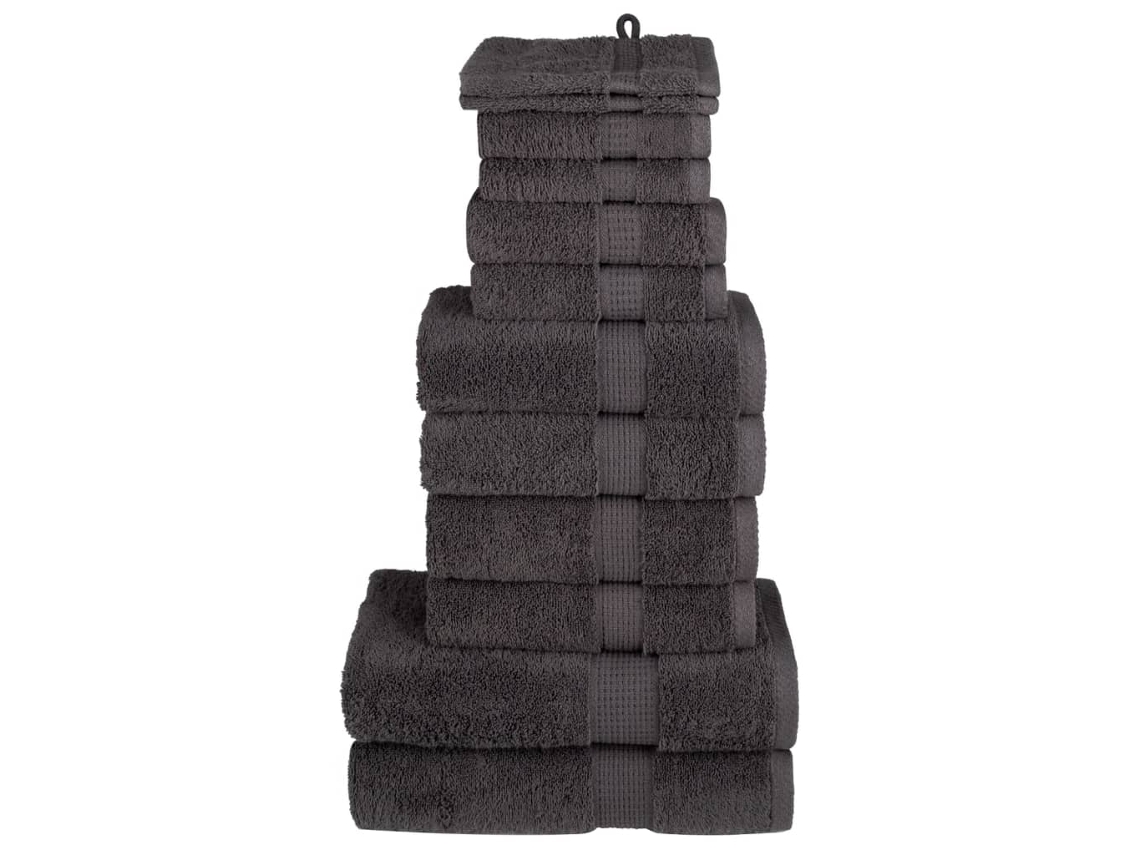 Juego De Toallas Premium Solund 12 Unidades Antracita 600 Gsm Wsd828994