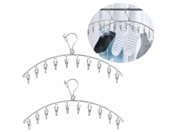 Tendedero De Acero Inoxidable Para Calcetines Y Ropa Interior Con 10 Ganchos Antiviento, Plegable.