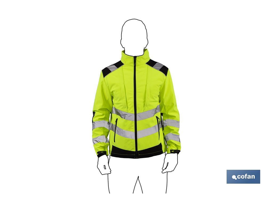 Chaqueta COFAN Softshell Alta Visibilidad Carving de S a XXXL en color Amarillo y Negro