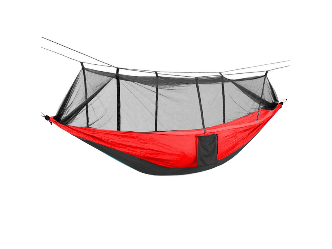 Hamaca De Descanso Chrui Con Mosquitera, 260 X 140 Cm (rojo Y Negro)