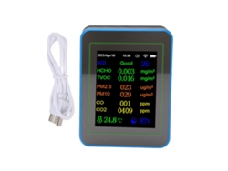 Medidor De Calidad Del Aire Interior Wifi 12 En 1 Con Pantalla Para Co2, Tvoc, Hcho, Temperatura, Humedad, Batería Y Hora.