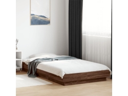 Estructura Cama Con Luces Led Madera Roble Marrón 90x190 Cm