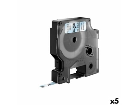 Cinta Laminada Para Etiquetadora DYMO D1 (Negra Y Transparente - 5 Unidades - 6Mm)