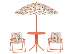 Conjunto de jardín infantil con mesa de picnic y sombrilla, color naranja.