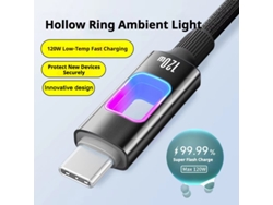 Cable Usb-a A Usb-c Pd120w De 6 A Con Luz Led Hueca Rgb, Compatible Con Carga Rápida Pd, Transmisión De Datos, 1 M/2 M De Largo