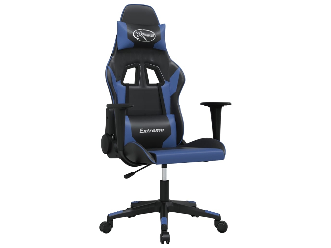 Silla gaming de masaje cuero sintético VIDAXL negro y azul