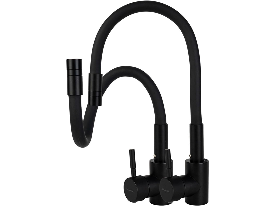 Juego de 2 grifos de cocina de acero inoxidable, flexibles, 360°, alta presión Gokoco