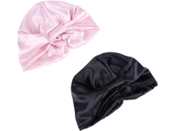 Gorros De Noche De Satén De 2 Piezas, Doble Capa, Elásticos, Negros Y Rosas, Para Mujer, Hogar