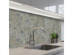 Paneles antisalpicaduras de cocina Arco - Dorado - Azul 100x60 cm