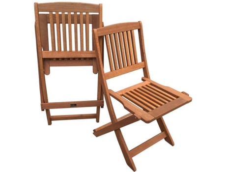 Conjunto de Sillas para Jardín HABITAT ET JARDIN Maple (Marrón Claro - Madera - 54x46x84 cm)
