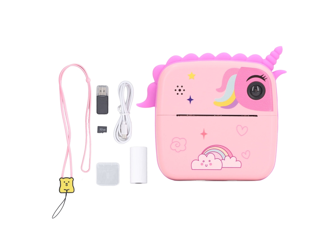 Câmera Infantil Digital Hd Com Impressão Instantânea Selfie Brinquedo Rosa