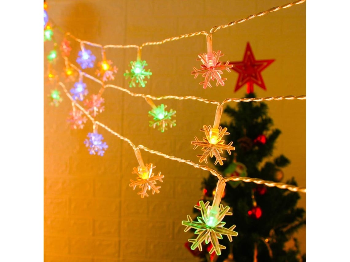 Luz de nieve navideña de 3 metros y 20 LED, funciona con pilas, adorno navideño, decoración de invierno