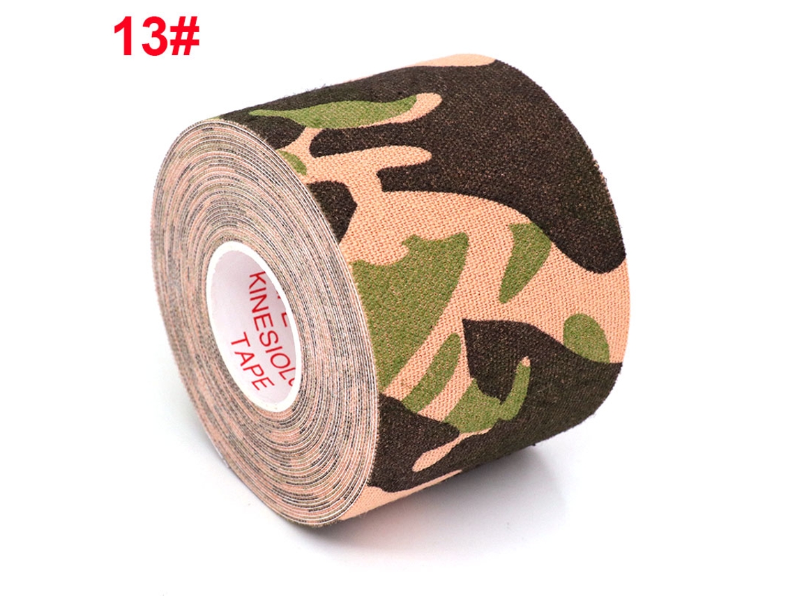 Parche adhesivo elástico para el alivio del dolor y la tensión musculoesqueléticos en la rodilla. Mdug (Camuflaje verde, 2,5 cm x 5 cm)