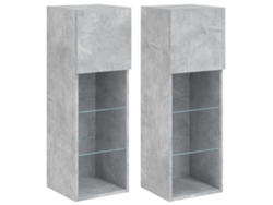 Maison Exclusive - Muebles De Tv Con Luces Led 2 Uds Gris Hormigón 30,5x30x90 Cm