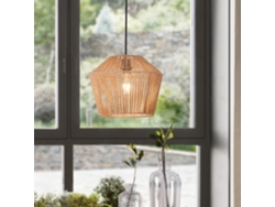 Lámpara colgante Sela metal cuerda 158 x Ø 33 cm - Negro y Beige LUX.PRO