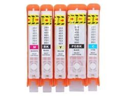 5 Cartuchos De Tinta Reutilizables Pgbk Bk Cmy Para Impresora Con Salida De Tinta Suave.