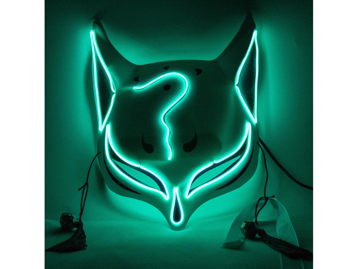 Máscara LED de zorro de PVC para Halloween, cosplay y carnaval