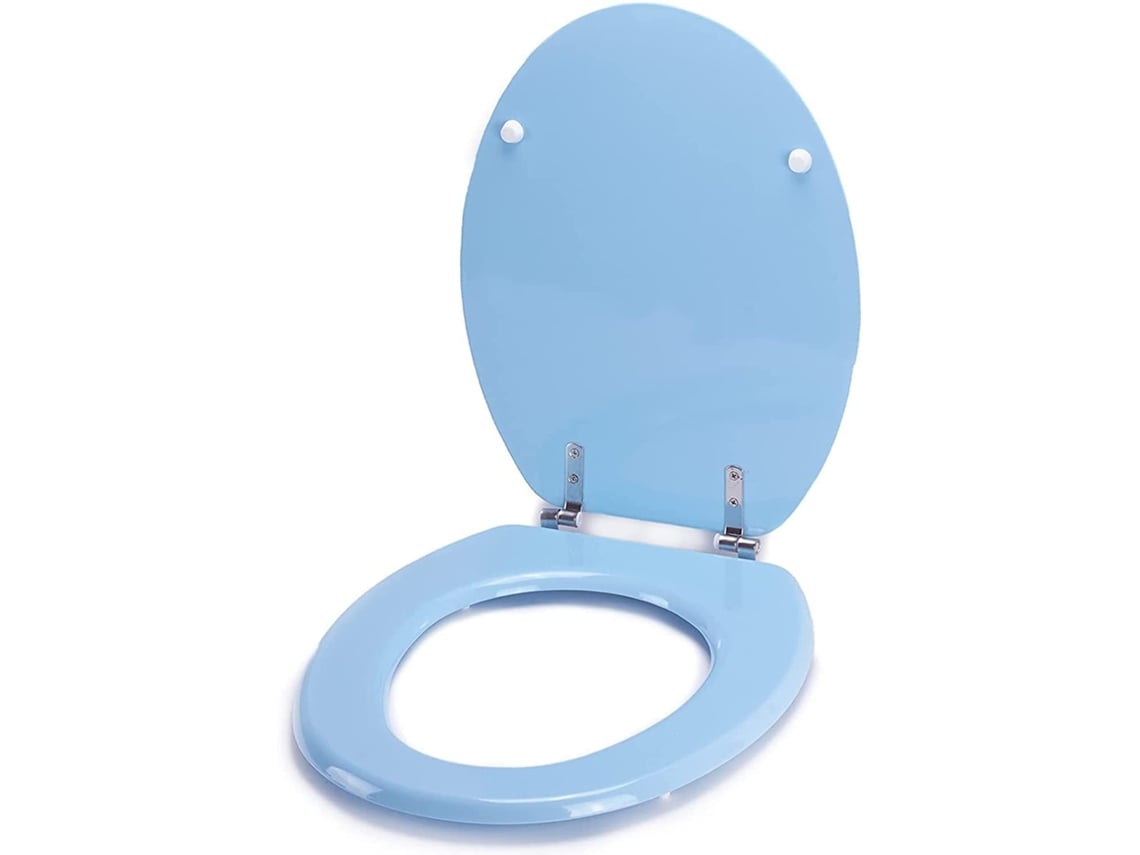 Tapa wc Universal de Madera con Bisagras de Acero Inox 43.5 x 37.5 cm Azul  Claro TIENDA EURASIA