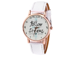 Reloj analógico de cuarzo moderno para hombre y mujer, correa de cuero sintético, reloj de pulsera informal (blanco)