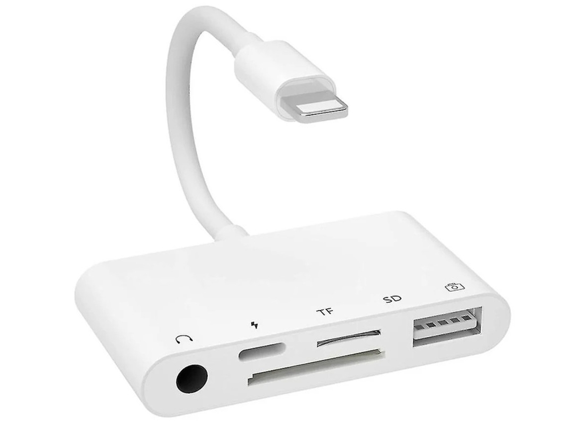 Adaptador de cámara USB OTG hembra dual 3 en 1 con enchufe de alimentación compatible con iPhone 12, 11, 8, 7, teclado MIDI, mouse, cámara YIZHOOD