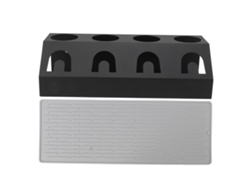 Estante para secar botellas, 4 agujeros, antiadherente, de silicona, color negro