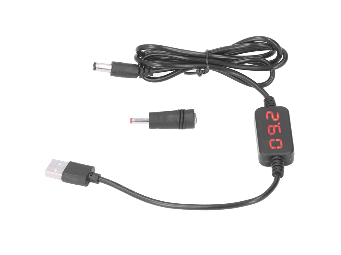 Cable Convertidor Elevador Usb Con Pantalla Digital De 5v A 12v 1a Para Cargador De Batería Externa