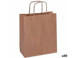 Bolsas Apli Kraft Papel 18 x 8 x 21 cm Marrón Con asas 50 Unidades