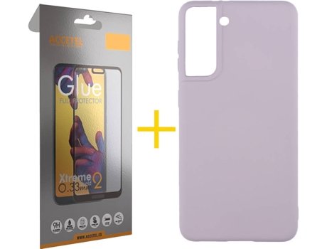 Kit Funda + Protector de Pantalla Samsung Galaxy S21 + Plus ACCETEL Full (Morado)