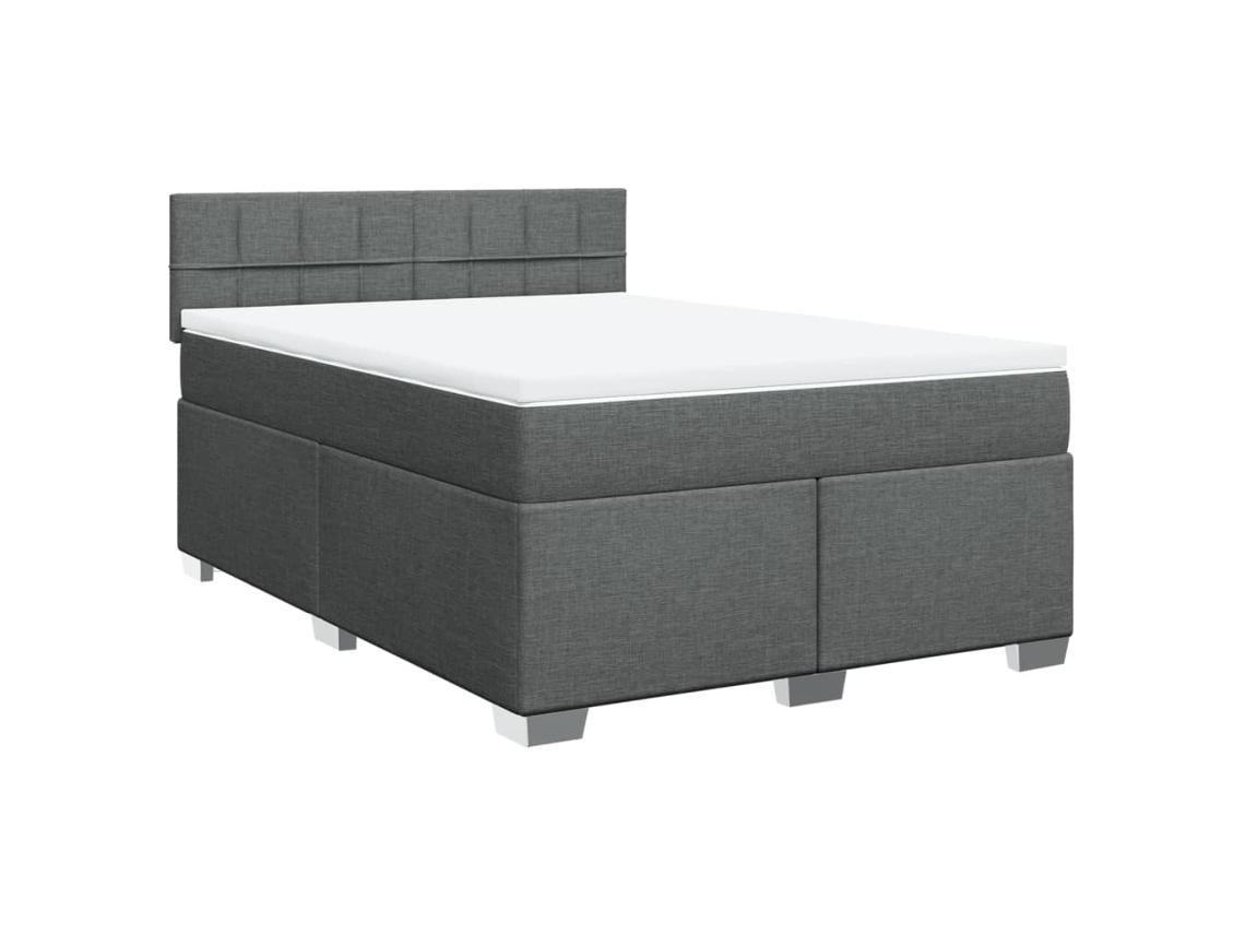 Maison Exclusive - Cama Box Spring Con Colchón Tela Gris Oscuro 140x200 Cm
