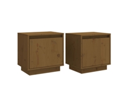 Mesitas de Noche LOVELY HOME Mesinha 2 Pcs 40X30X40 Cm Pinho Maciço Castanho Mel