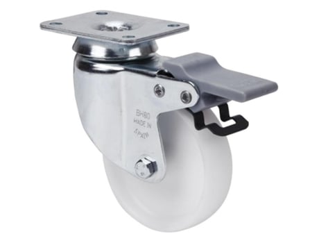 Rueda giratora placa freno 10bhfd60-bp plastico blanco eje liso ALEX