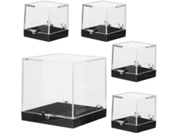 Juego de 5 cajas cuadradas transparentes con tapa para exhibir colecciones de minerales.