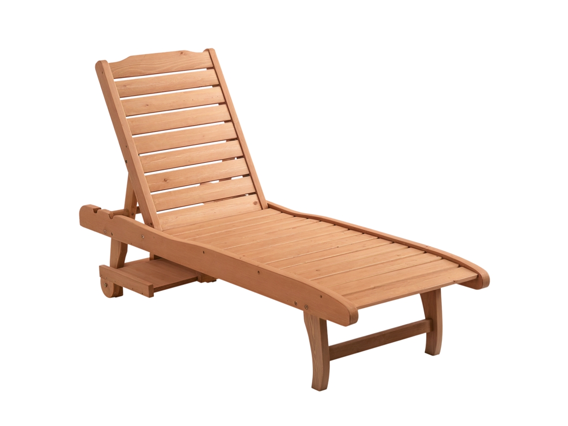Tumbona Madera Regulable 3 Posiciones, Ruedas, 182x60x35cm