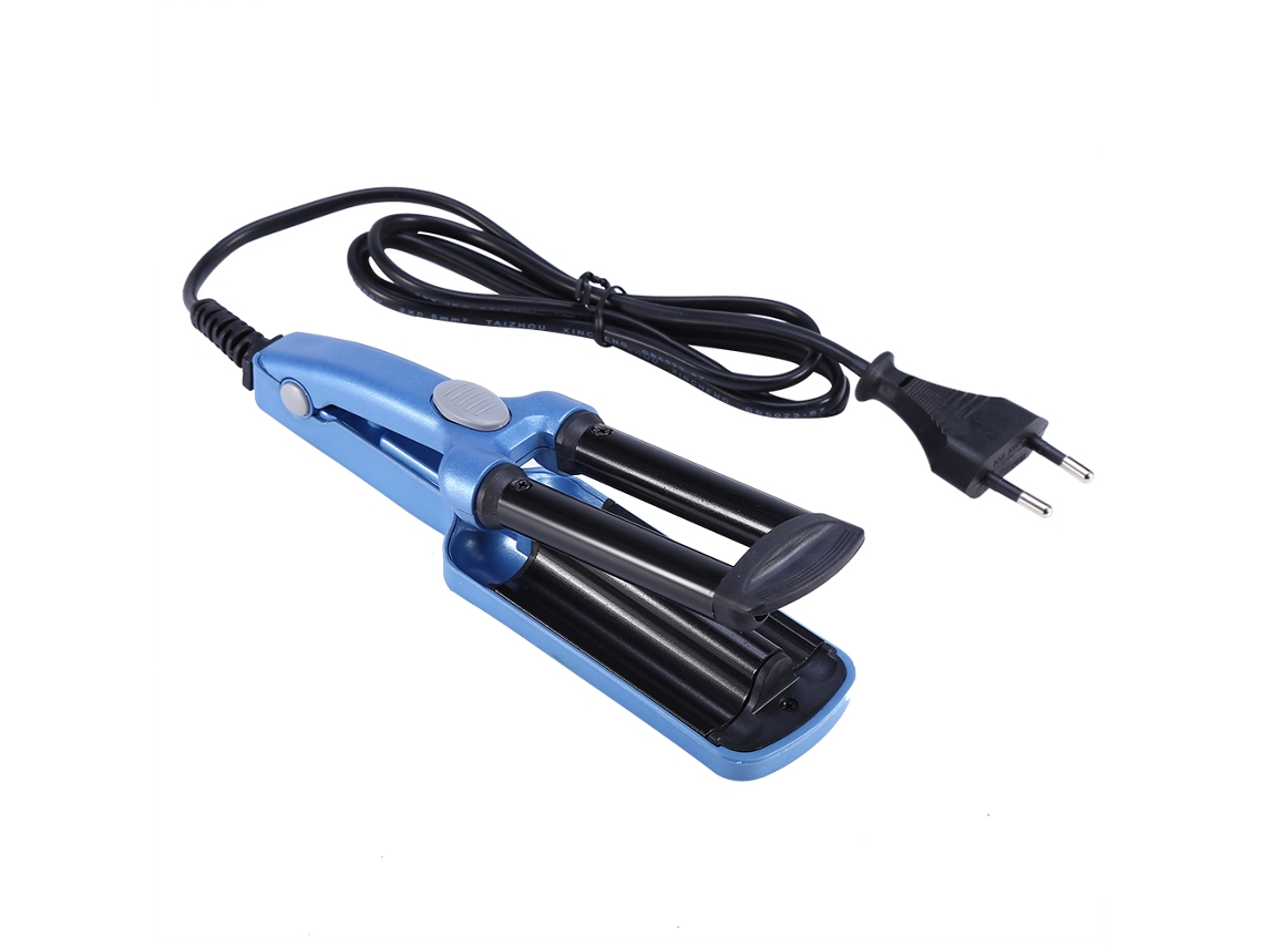 2026 mini Rizador de Cabelo Elétrico de Três Barras, Ferramenta de Penteado (azul)