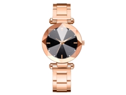 Reloj De Pulsera De Cuarzo Para Mujer Con Esfera Redonda Y Correa De Aleación De Oro Rosa, Informal Y Elegante.