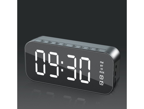 Altavoz Bluetooth Wifi Mini Despertador Niñera Espejo Reloj Subwoofer Negro