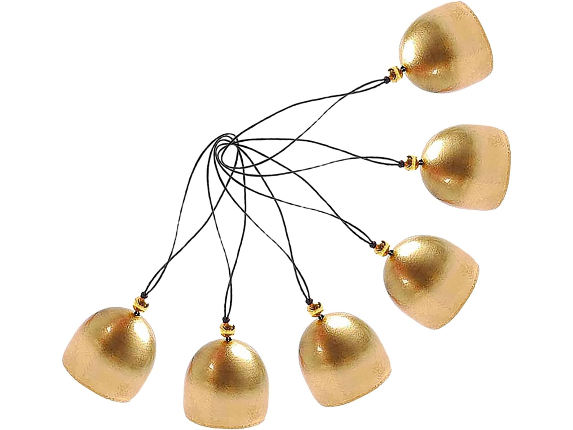 Juego De 6 Mini Campanillas De Latón Hechas A Mano Con Cordón Negro.