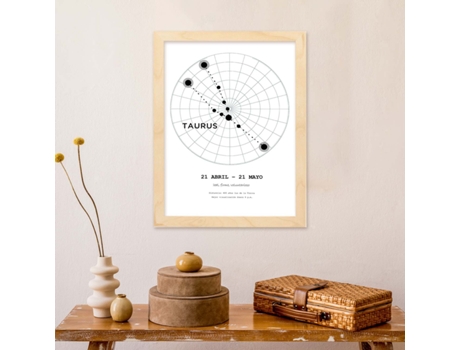 Póster NACNIC con La Constelación Taurus. Poster con Símbolo do Zodiaco en y Fondo do Cielo Estrellado