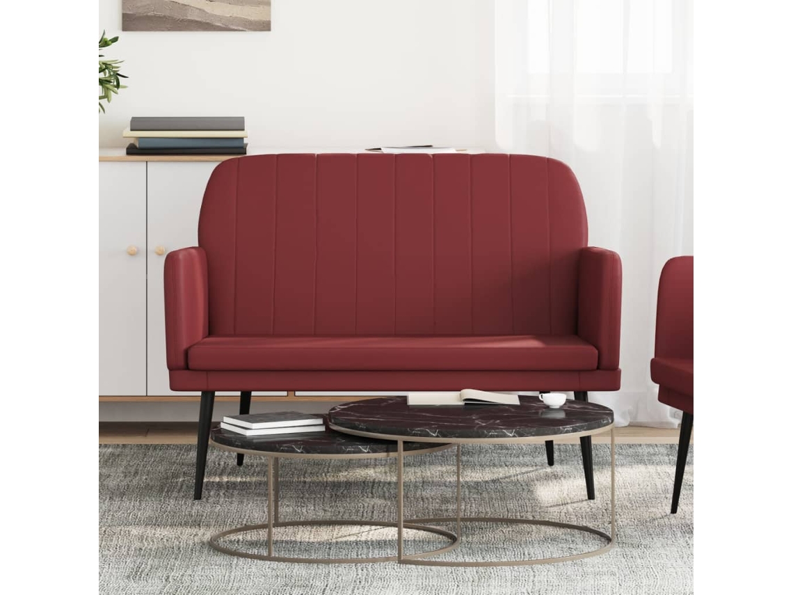 Lovely Home Banco 107X80X81 Cm Cuero Artificial Rojo Tinto