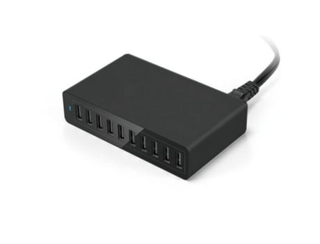 Cargador Multipuerto Usb Negra Carga Rápida Puertos Teléfono Negro
