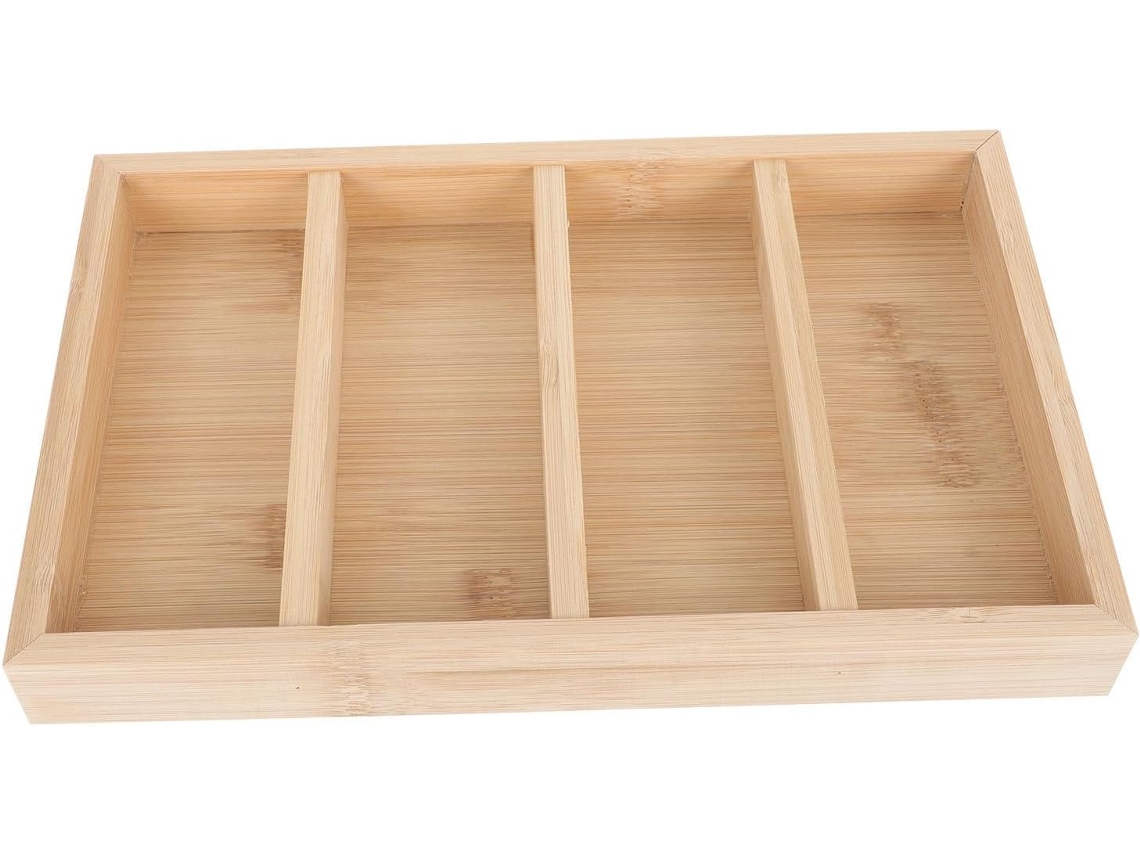 Bandeja Organizadora Gafas Bambú Natural 4 Compartimentos Creativos Organizar Exhibir Práctico Decorativo
