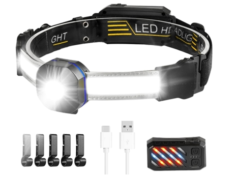 BISBISOUS Td148 Linterna Frontal Led Recargable 1200 Lúmenes Impermeable 10 Modos Usb Tipo C Negro VIGA EUROPE