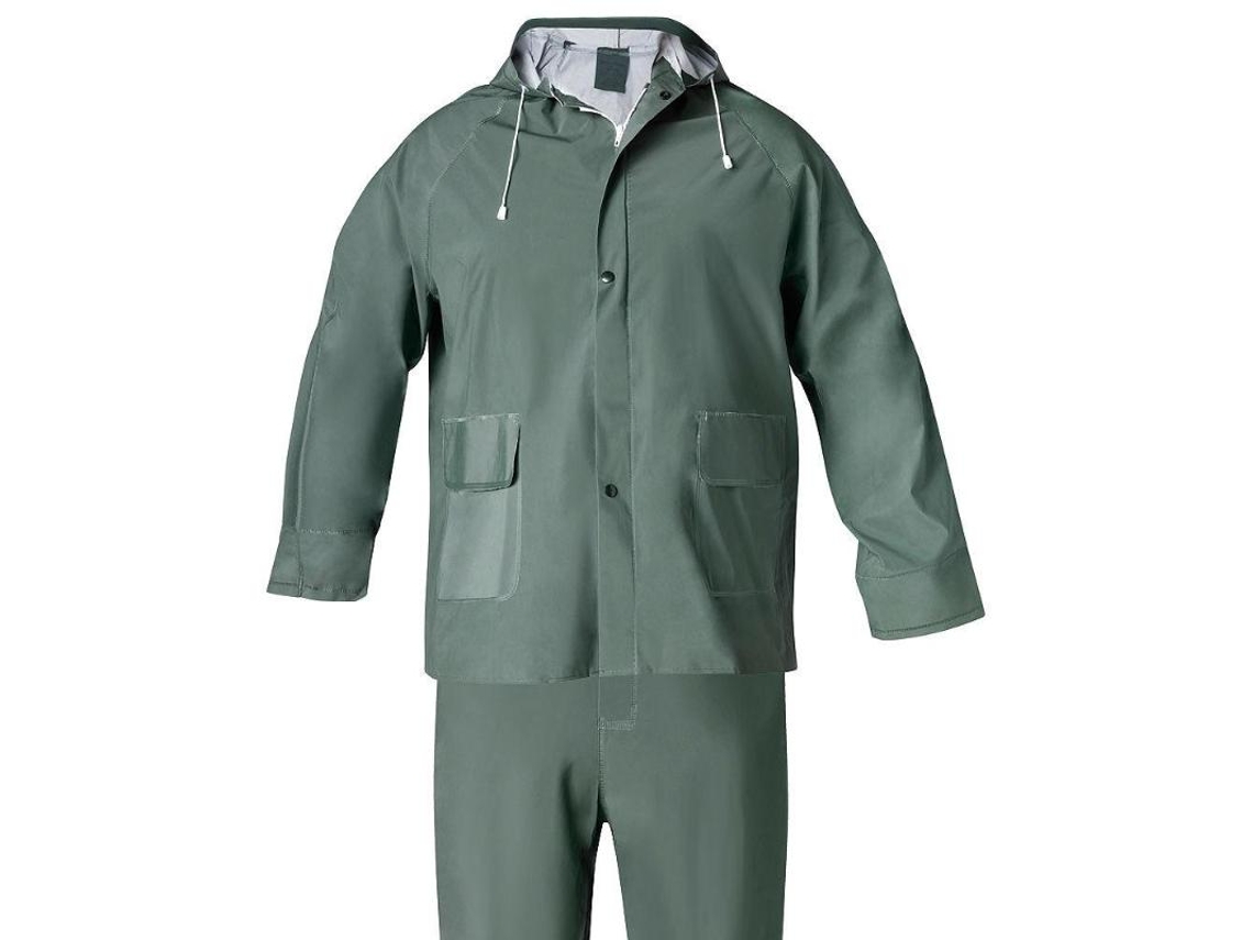 Traje de agua impermeable verde pvc         talla 8-xl