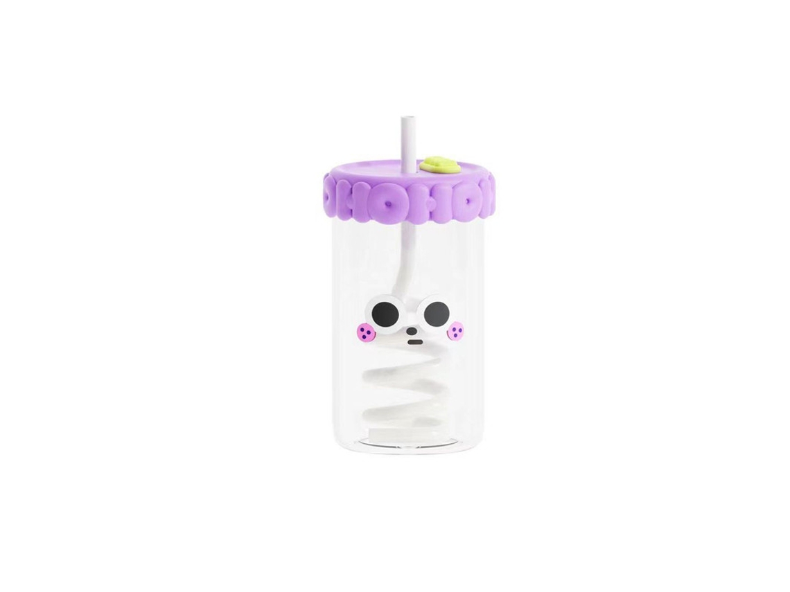 Taza de cristal pajita creativa niñas oficina taza de agua con tapa taza de café té con leche