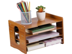Organizador De Mesa De Madeira Com Prateleiras: Armazenamento Estável Para Papéis, Arquivos E